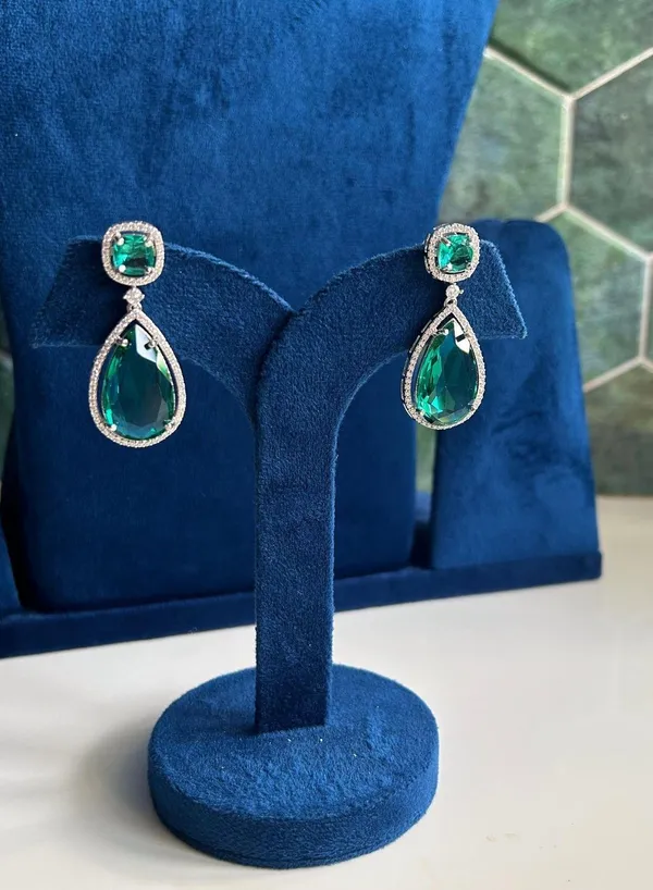 Green_Alloy_Teardrop_Gemstone_Doublet_Earrings_For_Women