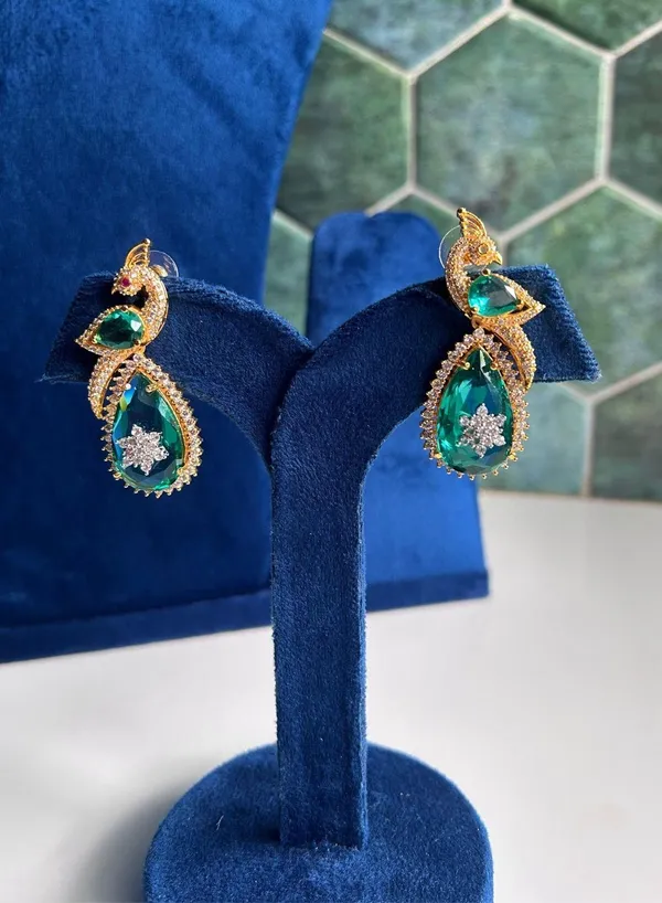 Green_Alloy_Peacock_Doublet_Earrings_For_Women