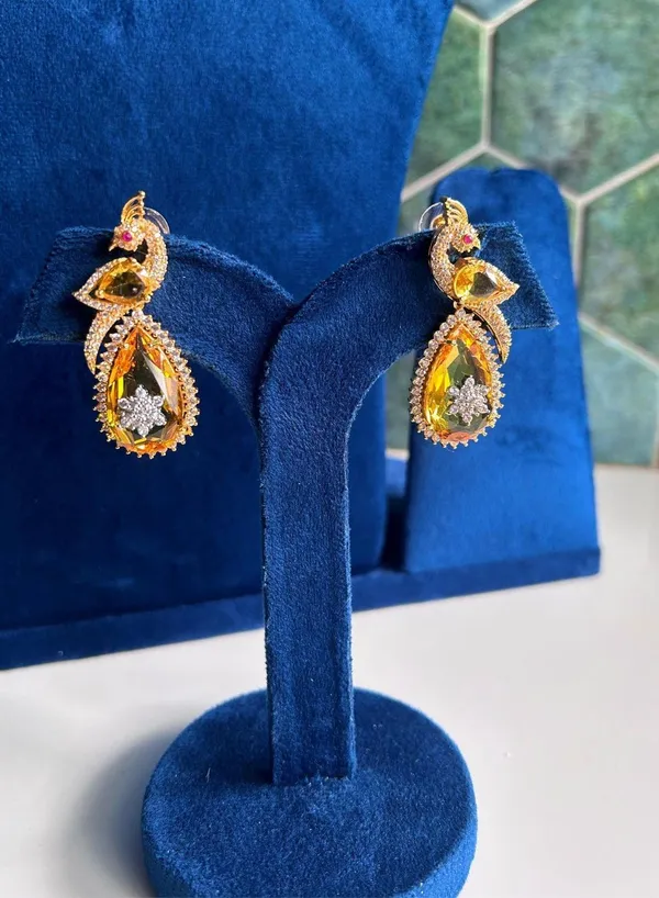 Yellow_Alloy_Gold_Peacock_Doublet_Earrings_For_Women