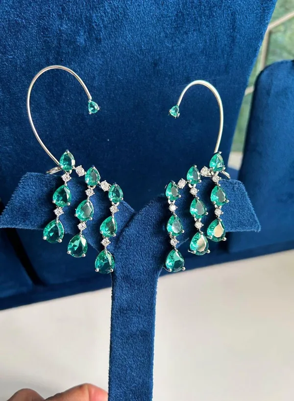 Green_Alloy_Triple_Gemstone_Earcuffs_For_Women