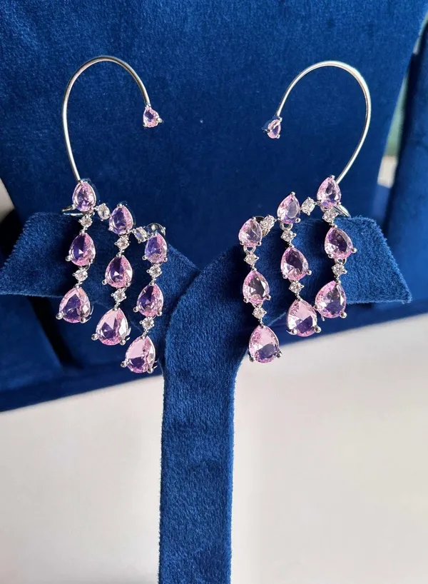 Pink_Alloy_Blend_Triple_Gemstone_Earcuffs_For_Women