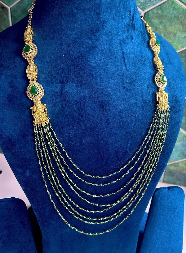 Green_Alloy_7-Line_Microbead_Necklace_For_Women