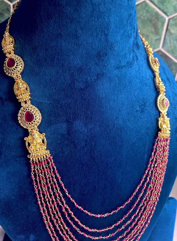 Red_Alloy_7-Line_Micro_Beads_Gold_Necklace_For_Women