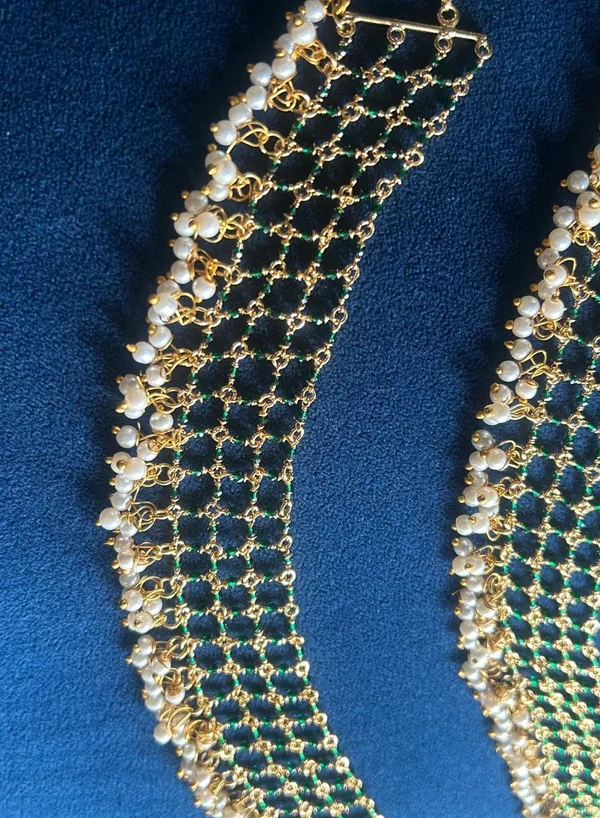 Green_Alloy_Netted_Micro_Beads_Earchain_For_Women