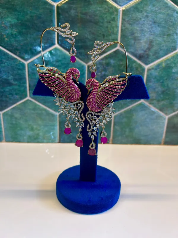Red_Alloy_Cz_Peacock_Earcuffs_For_Women