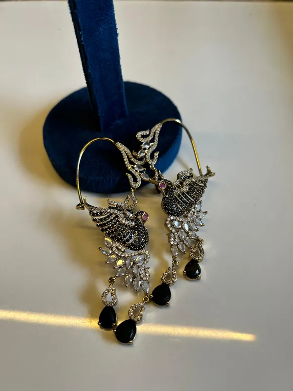 Black_Alloy_Cz_Peacock_Diamond_Look_Earcuffs_For_Women