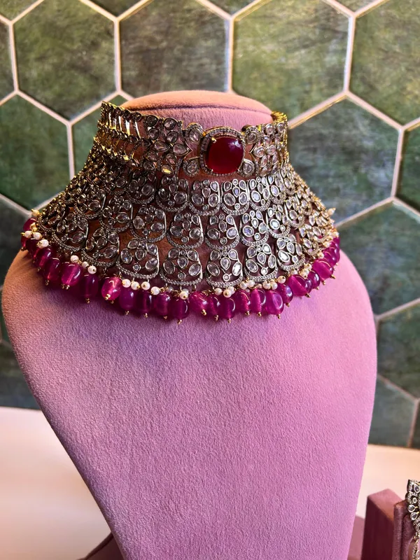 Pink_Alloy_Victorian_Cz_Chandbali_Choker_Set_For_Women