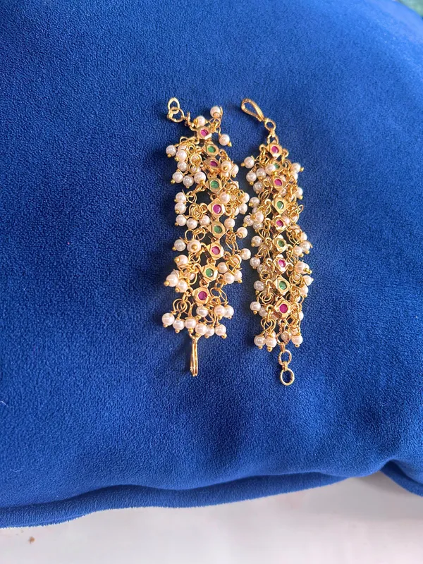 Multicolor_Alloy_Diamond_Rice_Pearl_Earchain_For_Women
