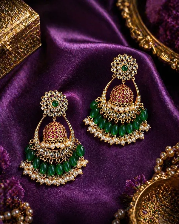 Multicolor_Alloy_Beaded_Jhumka_Chandbali_For_Women