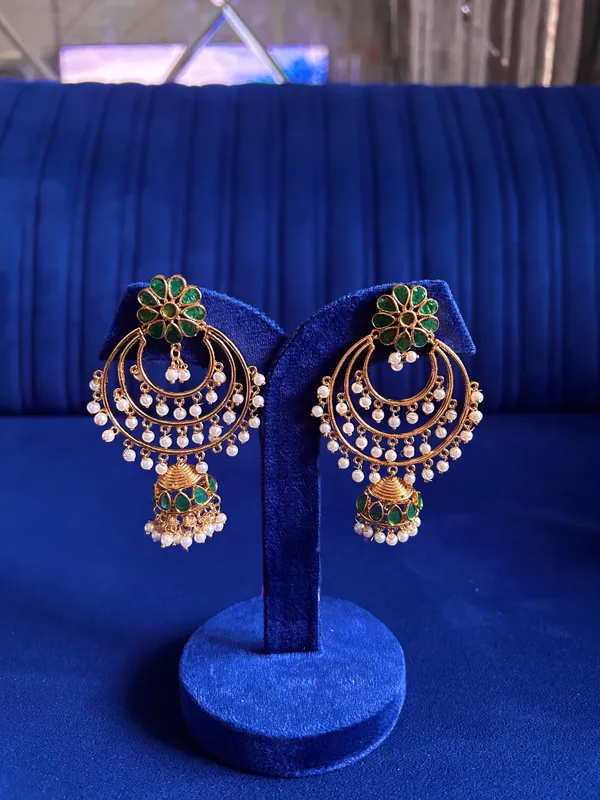 Green_Alloy_Floral_Gold_Chandbali_With_White_Beads_For_Women