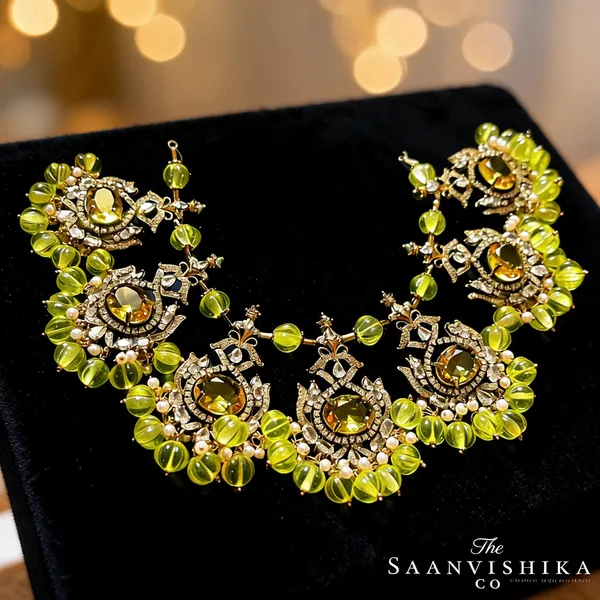 Sage_Green_Alloy_Blend_Victorian_Beads_Necklace_Set_For_Women