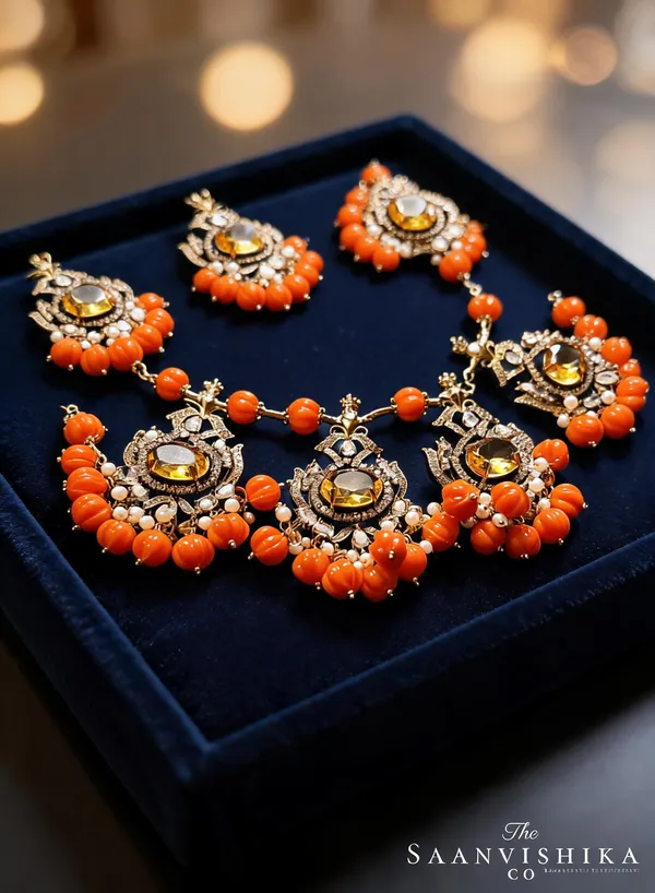Orange_Alloy_Blend_Victorian_Beads_Necklace_With_Earrings_For_Women