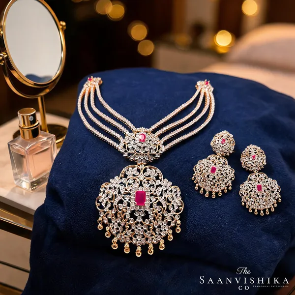 Golden_Alloy_Ruby_Rani_Necklace_With_Earrings_For_Women