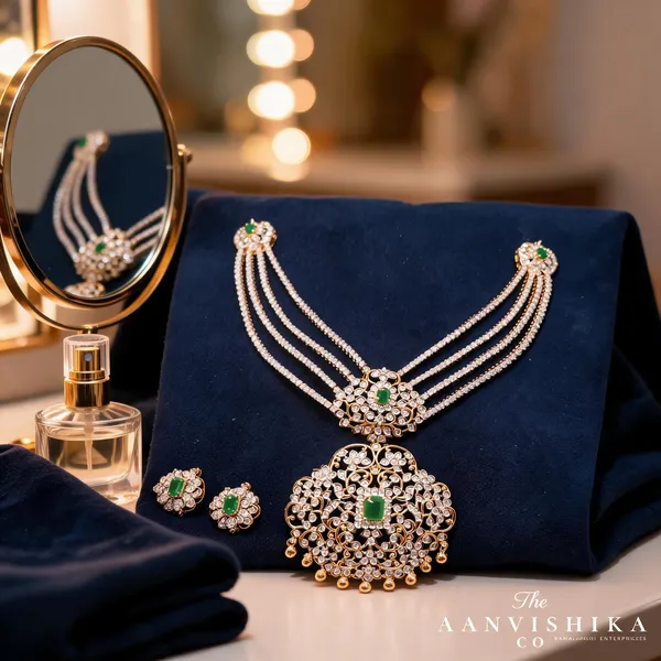 Multicolor_Alloy_Emerald_Rani_Necklace_With_Earrings_For_Women