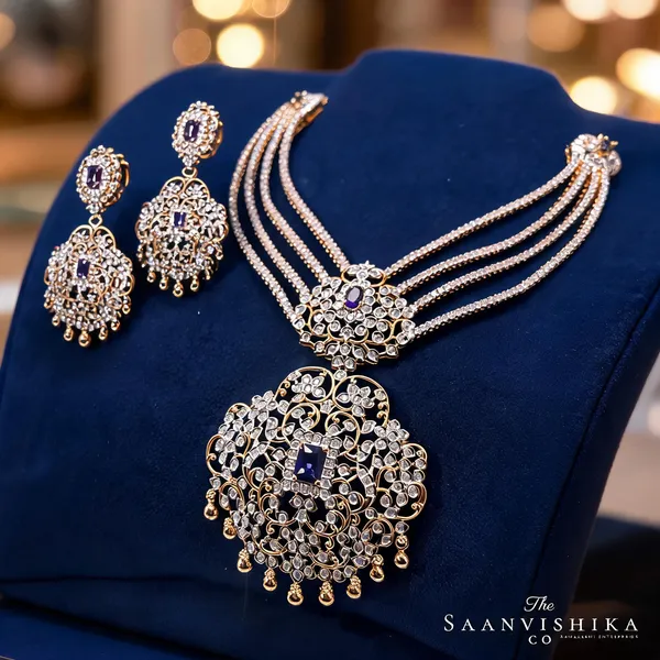 Purple_Alloy_Rani_Necklace_With_Earrings_For_Women