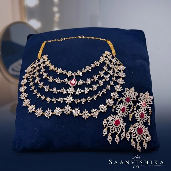 Red_Alloy_Blend_5-Layer_Diamond_Necklace_With_Earrings_For_Women