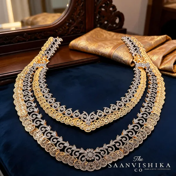 Golden_Alloy_Blend_Lakshmi_Kasulu_2-Layer_Haram_Set_For_Women