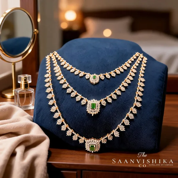 Green_Alloy_Blend_Multi-Layer_Necklace_Set_For_Women