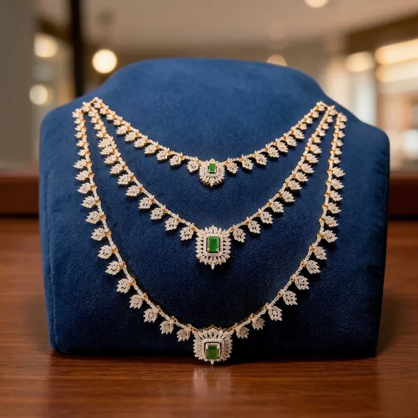 Green_Alloy_Blend_Multi-Layer_Necklace_Set_For_Women
