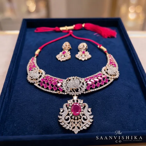 Red_Alloy_Peacock_Necklace_With_Earrings_For_Women
