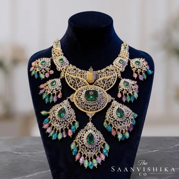 Multicolor_Alloy_Blend_Peacock_Diamond_Gemstone_Necklace_With_Earrings_For_Women