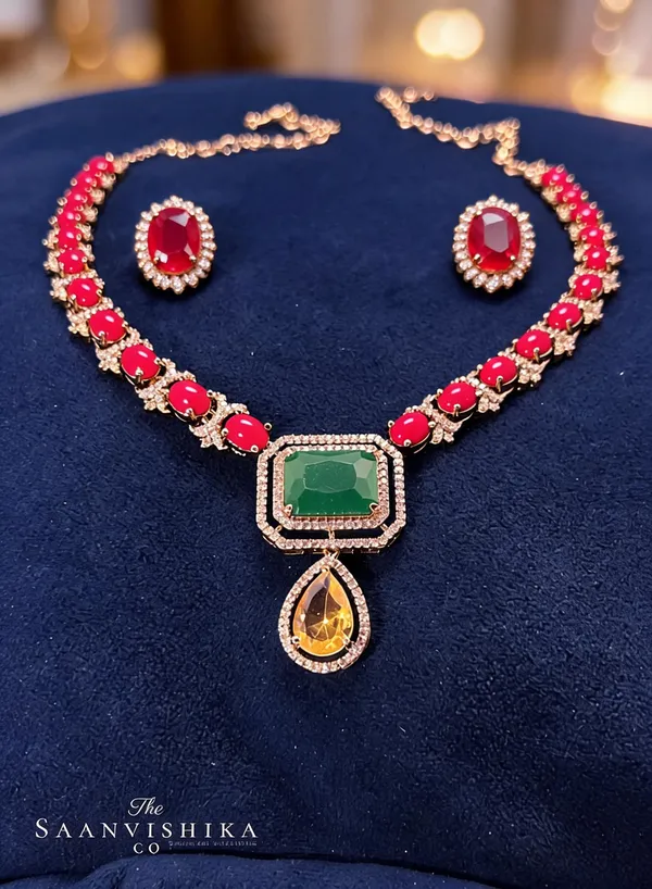 Red_Alloy_Coral_Gemstone_Necklace_With_Earrings_For_Women