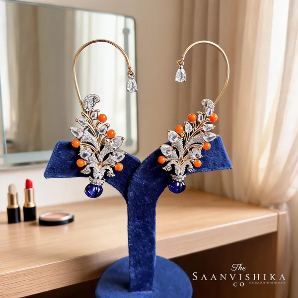 Blue_Alloy_Blend_Beads_Diamond_Earcuffs_For_Women