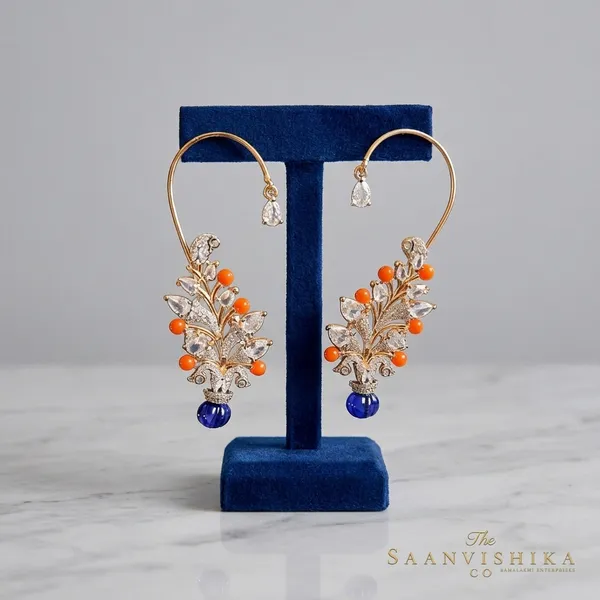 Blue_Alloy_Blend_Beads_Diamond_Earcuffs_For_Women