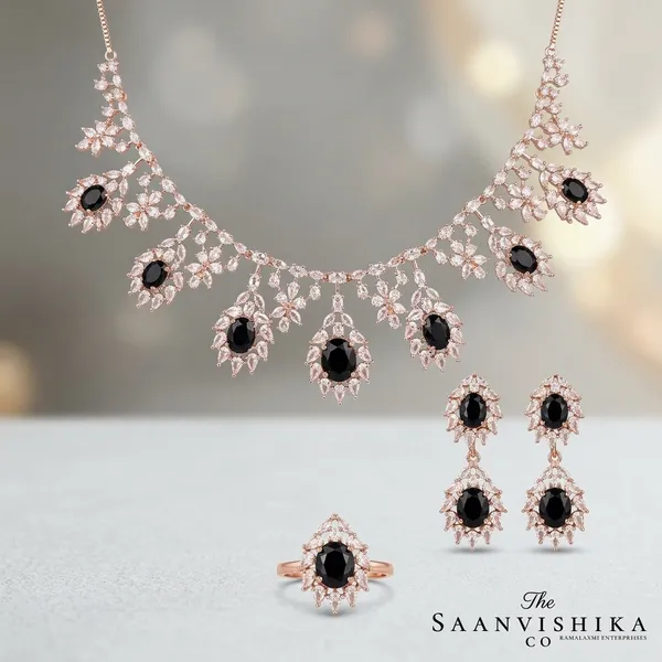 Black_Alloy_Blend_Hexagonal_Gem_Diamond_Necklace_With_Earrings_For_Women