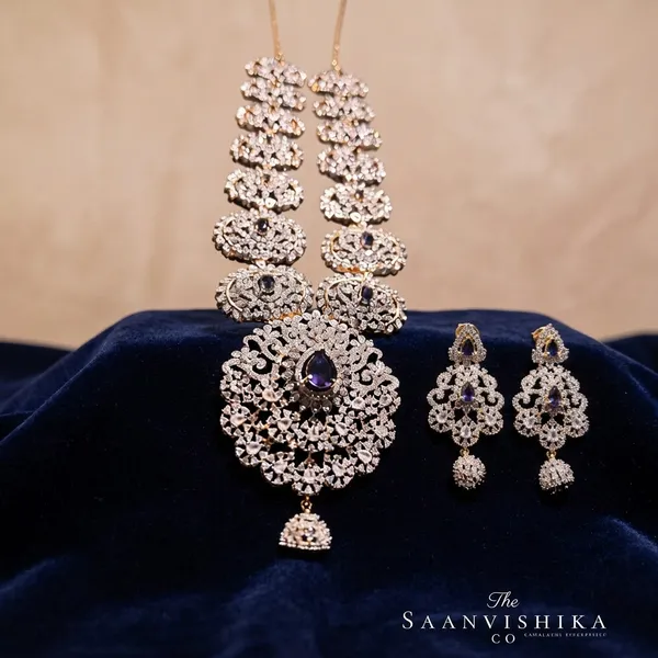 Purple_Alloy_Diamond_Pendant_Necklace_With_Earrings_For_Women
