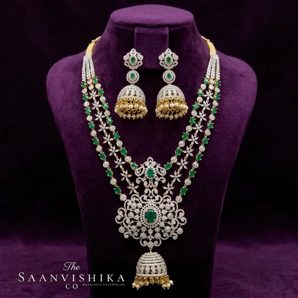 Green_Alloy_Flower_Pendant_Necklace_With_Jhumki_Earrings_For_Women