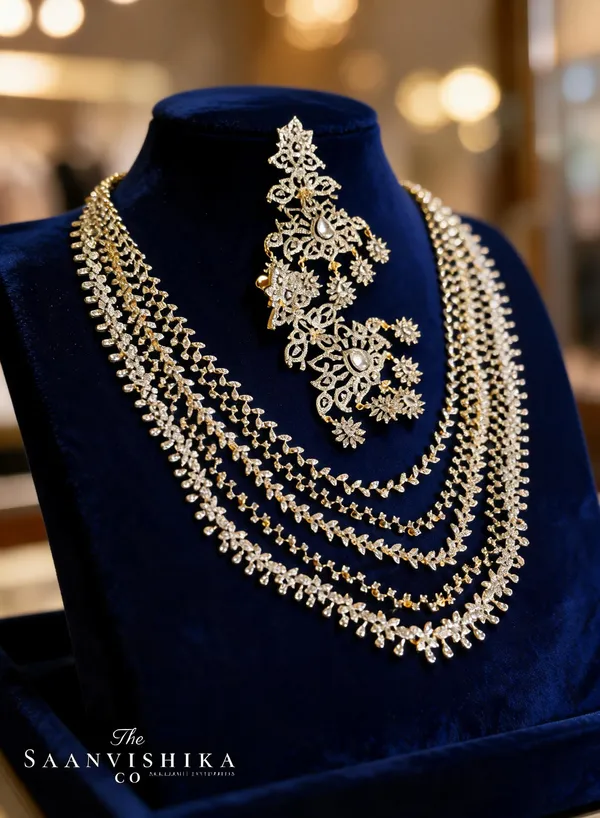 Golden_Alloy_Multi-Layer_Necklace_With_Earrings_For_Women