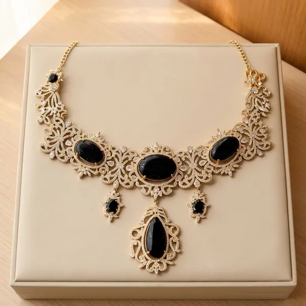 Purple_Alloy_Gemstone_Choker_Set_With_Earrings_For_Women