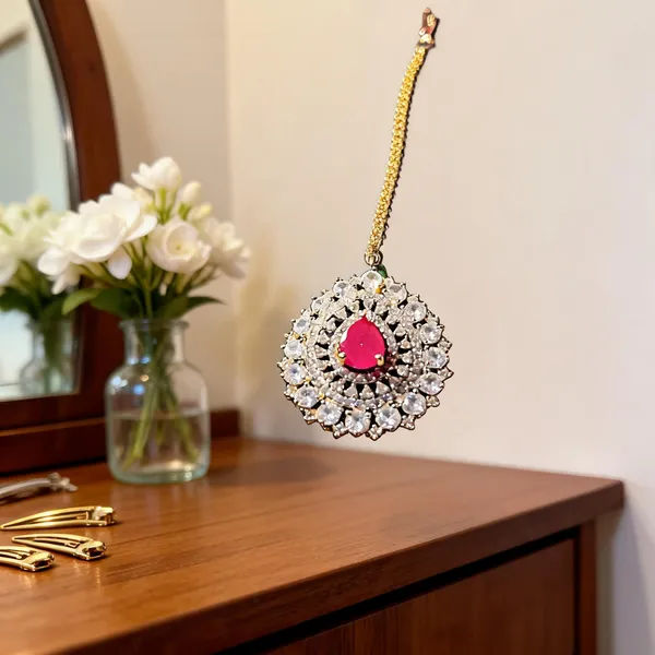 Red_Alloy_Droplet_Diamond_Maang_Tikka_For_Women