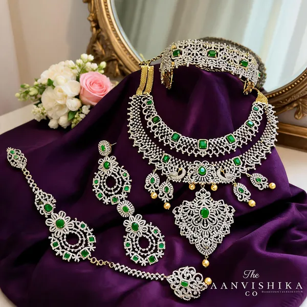 Multicolor_Alloy_Blend_Diamond_Replica_Bridal_Combo_Set_For_Women