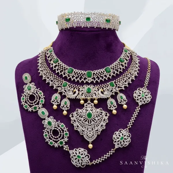 Multicolor_Alloy_Blend_Diamond_Replica_Bridal_Combo_Set_For_Women