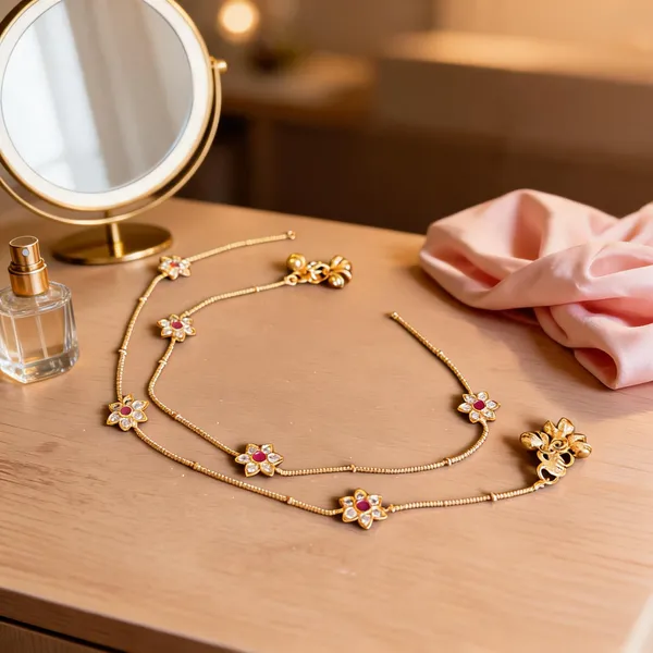 Golden_Alloy_Jasmine_Floral_Anklet_For_Women