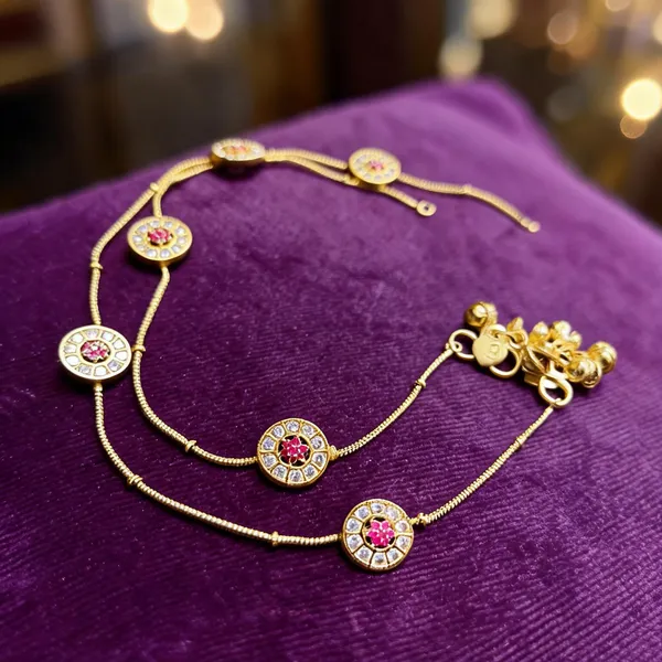 Golden_Alloy_Diamond_Round_Anklet_For_Women