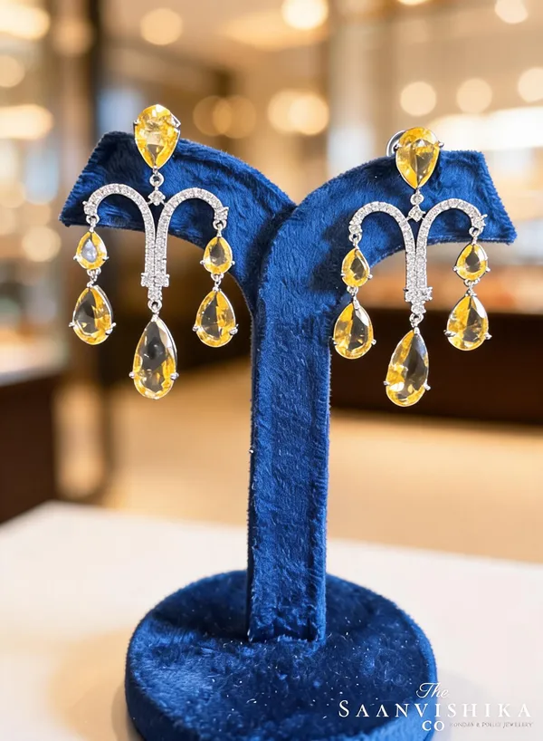 Yellow_Alloy_Diamond_Gemstone_Earrings_For_Women