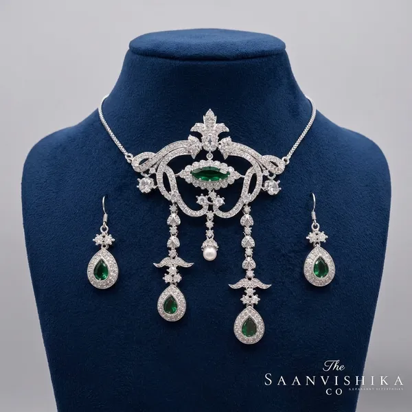 Green_Alloy_Pearl_Gemstone_Necklace_With_Earrings_For_Women
