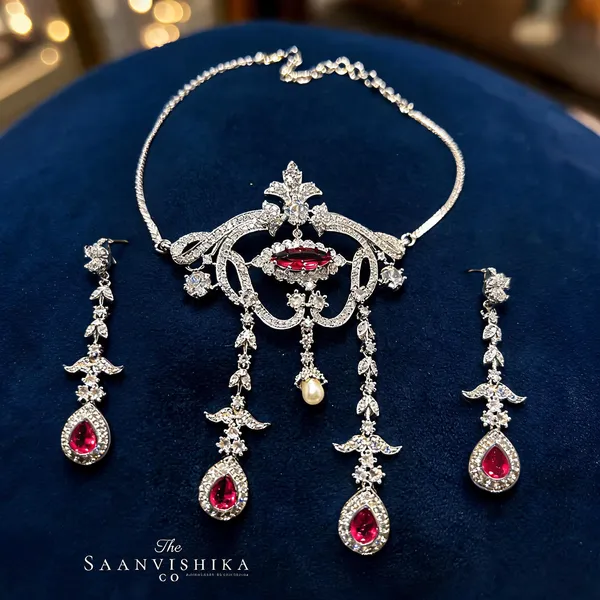 Red_Alloy_Pearl_Gemstone_Necklace_With_Earrings_For_Women