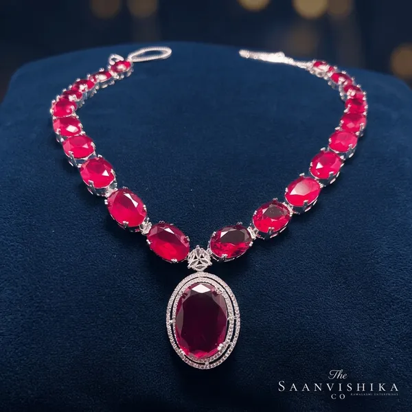 Red_Alloy_Blend_Gemstone_Necklace_With_Earrings_For_Women