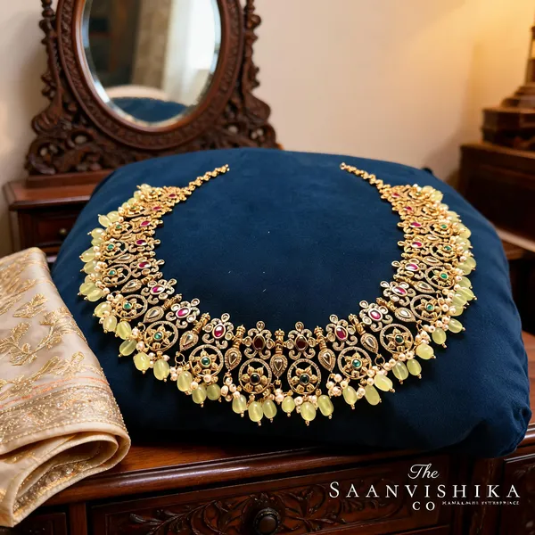 Green_Alloy_Gold_Beaded_Haram_Set_For_Women
