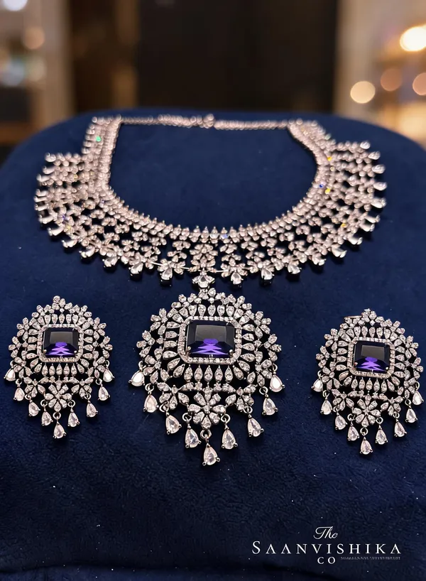 Purple_Alloy_Detachable_Pendant_Diamond_Necklace_With_Earrings_For_Women