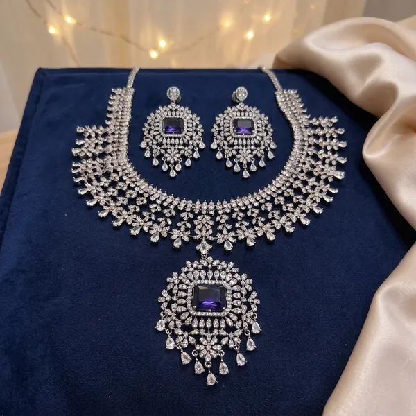 Purple_Alloy_Detachable_Pendant_Diamond_Necklace_With_Earrings_For_Women