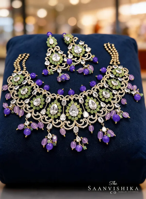 Purple_Alloy_Beaded_Necklace_With_Earrings_For_Women