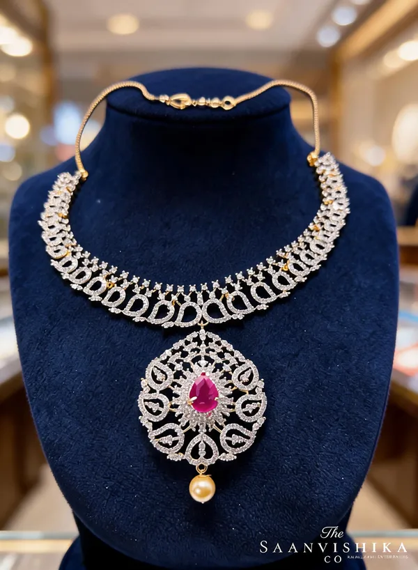 Silver_Alloy_Blend_Pearl_Diamond_Pendant_Necklace_For_Women