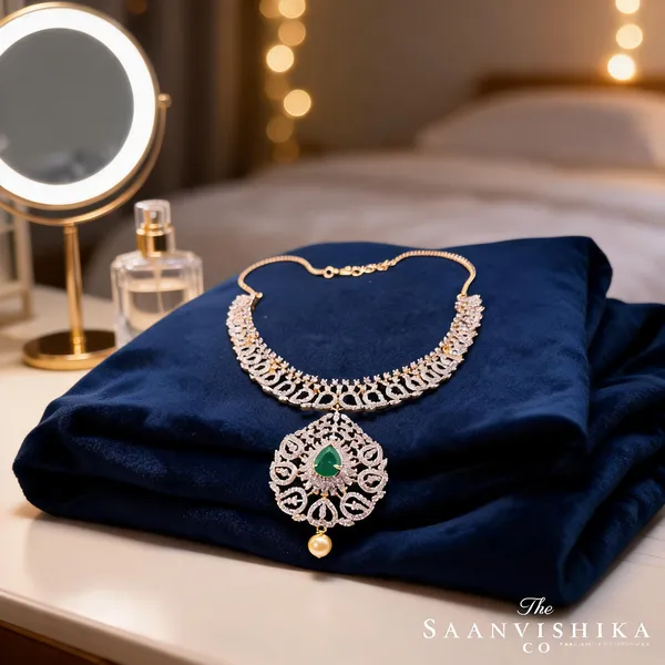 Green_Alloy_Grand_Pendant_Pearl_Necklace_For_Women