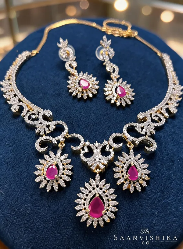 Pink_Ruby_Alloy_Triple_Gemstone_Hexa_Necklace_For_Women
