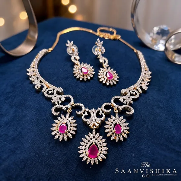 Pink_Ruby_Alloy_Triple_Gemstone_Hexa_Necklace_For_Women